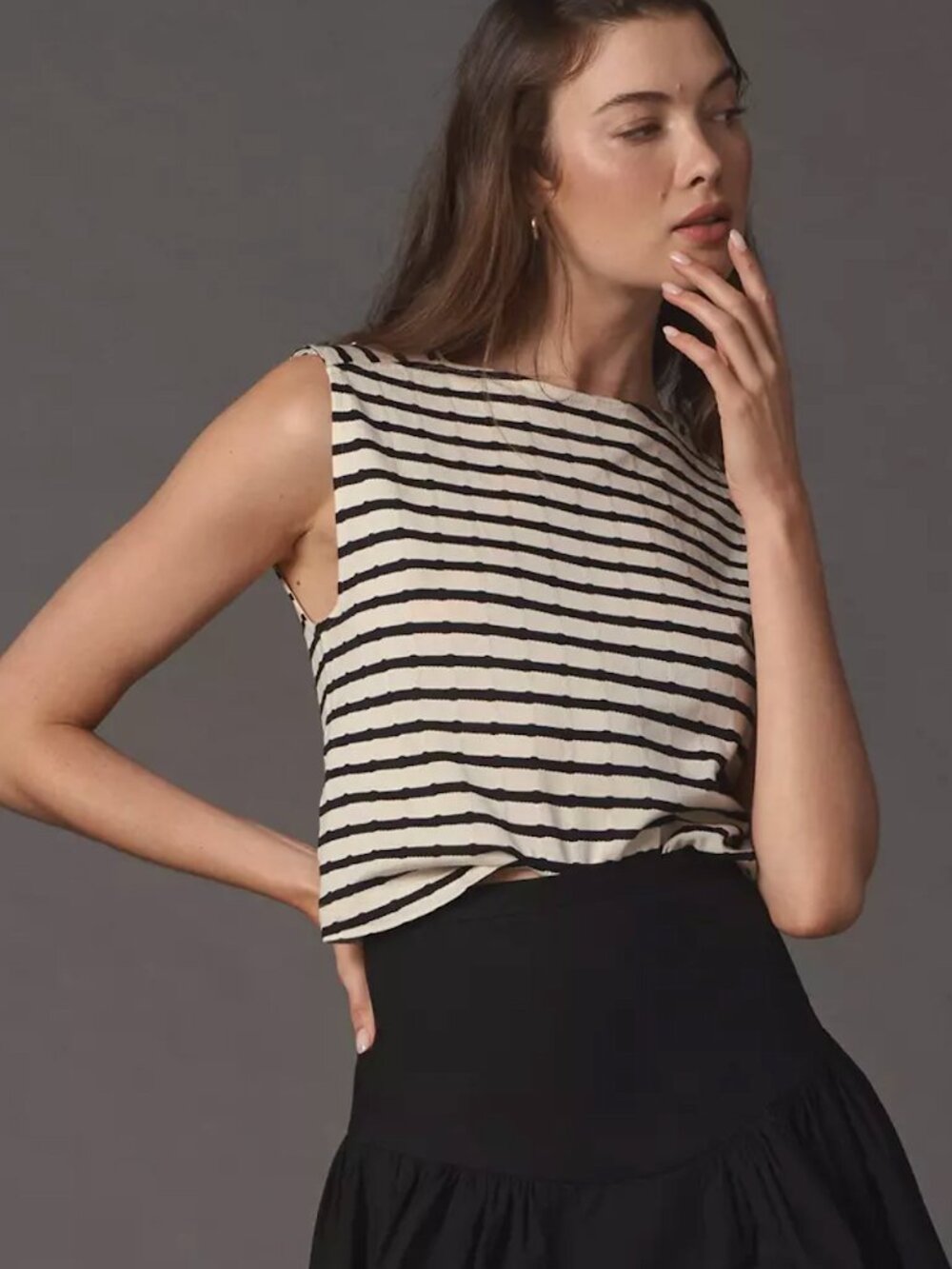 NWT Nation LTD Bettina Stripe Pima Cotton Tank Top Night Sky Size L